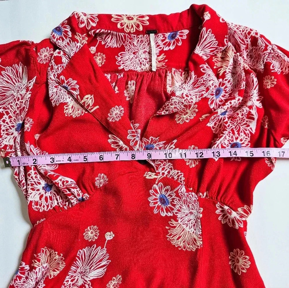 Free People Size XS Hawaiin printed v neck fit and Flare viscose dress pocke… - Picture 7 of 11